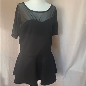 Ashley Stuart Black Peplum Top
